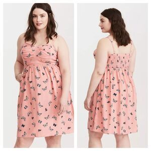 Torrid Butterfly Print Bow Front Challis Sundress